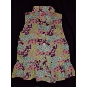 Penelope Mack Sleeveless Ruffled Shirt Girl's Size 8 Button Front 100% Cotton